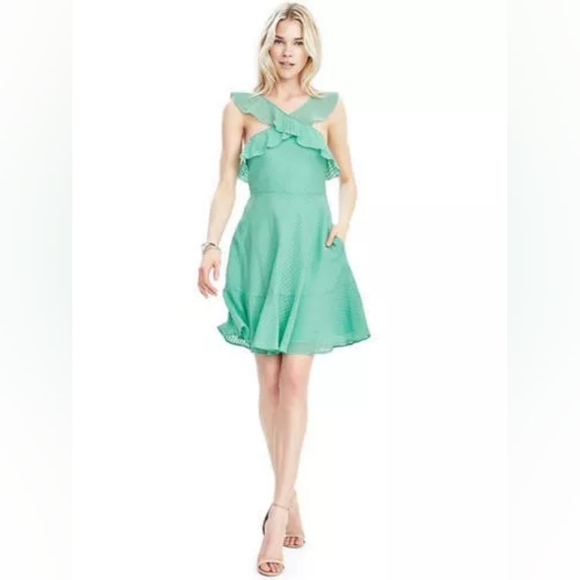 Banana Republic Women's Mint Halter Ruffle Dress - Size 14 - NWT - Picture 2 of 8